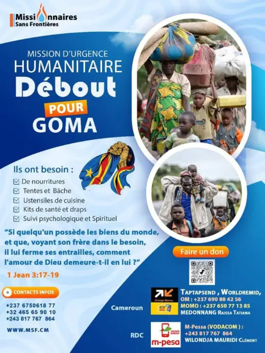 Affiche — Mission d'urgence humanitaire : Debout pour Goma