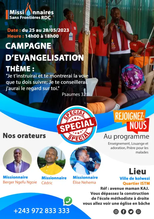 Affiche — Campagne d'évangélisation à Kolwezi (RDC)