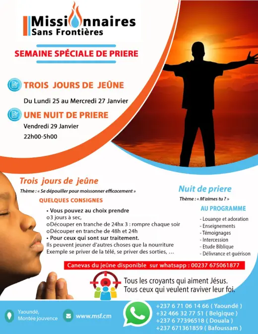 Cartel — Semaine spéciale de prière : trois jours de jeûne et une nuit de prière